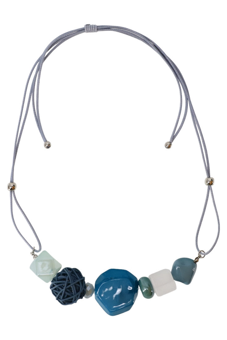 Colier cu pietre, NO333, Marime ajustabila, Albastru