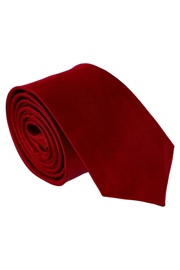 Cravata barbati, Model ingust, Aspect matasos, Satinat, NO22022, 5.5 x 174 cm, Rosu