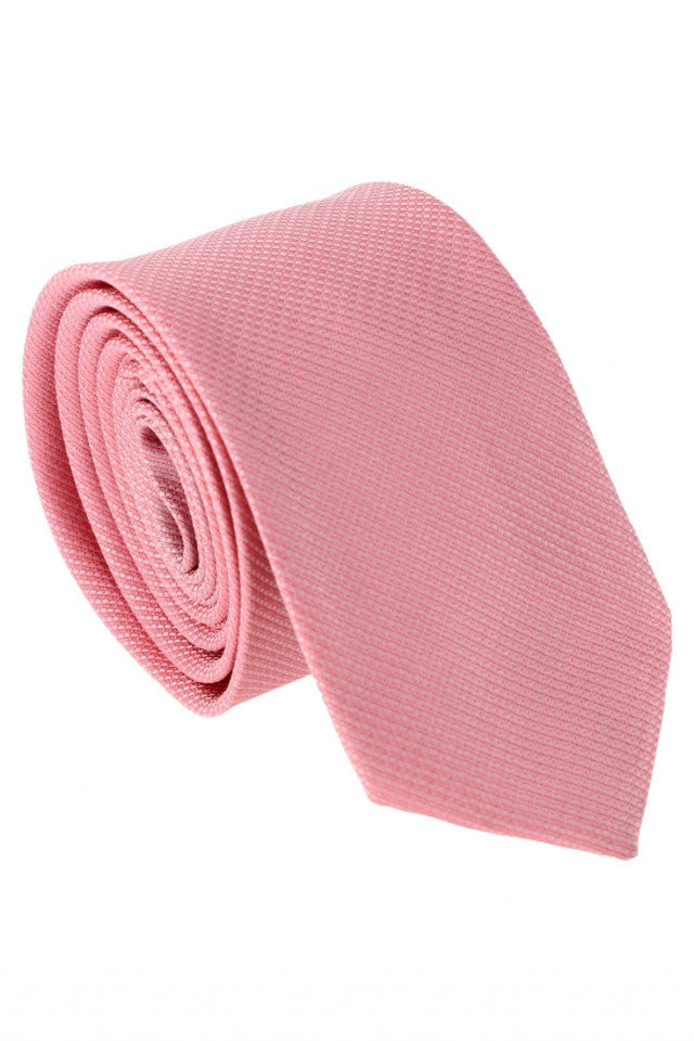 Cravata barbati, model ingust, aspect texturat, 5 x 174 cm, NO7551, Roz