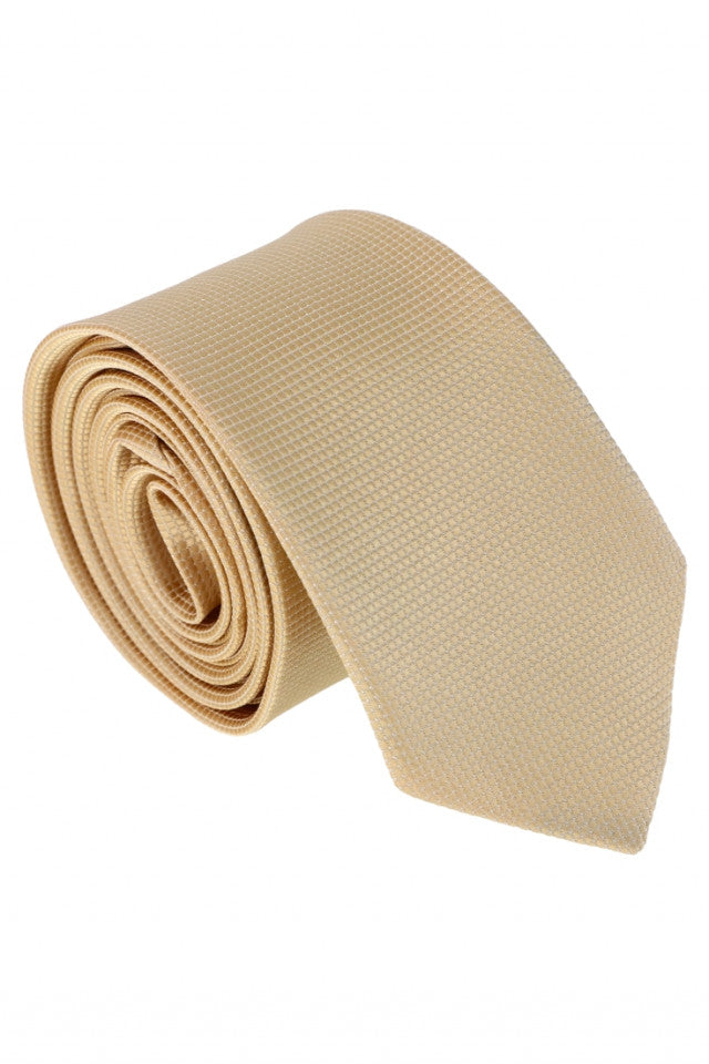 Cravata barbati, model ingust, aspect texturat, 5 x 174 cm, NO7554, Bej