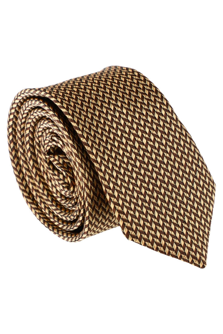 Cravata barbati, Model ingust, Aspect texturat, Abstract, NO62242, 5.5 x 174 cm, Maro