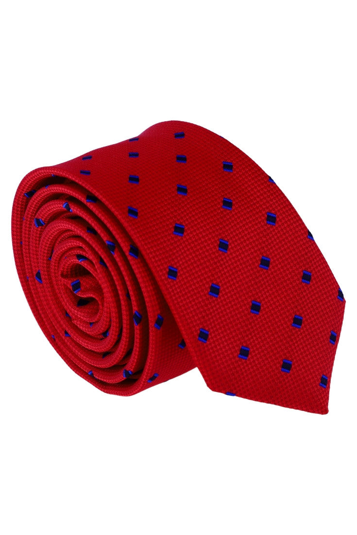 Cravata barbati, Model ingust, Aspect texturat, Patratele, NO62234, 5.5 x 174 cm, Rosu