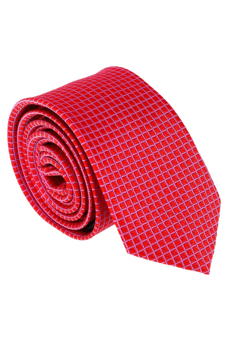 Cravata barbati, Model ingust, Aspect texturat, Patratele, NO62238, 5.5 x 174 cm, Rosu