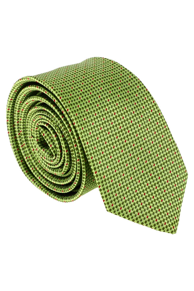 Cravata barbati, Model ingust, Aspect texturat, Picatele, NO62237, 5.5 x 174 cm, Verde