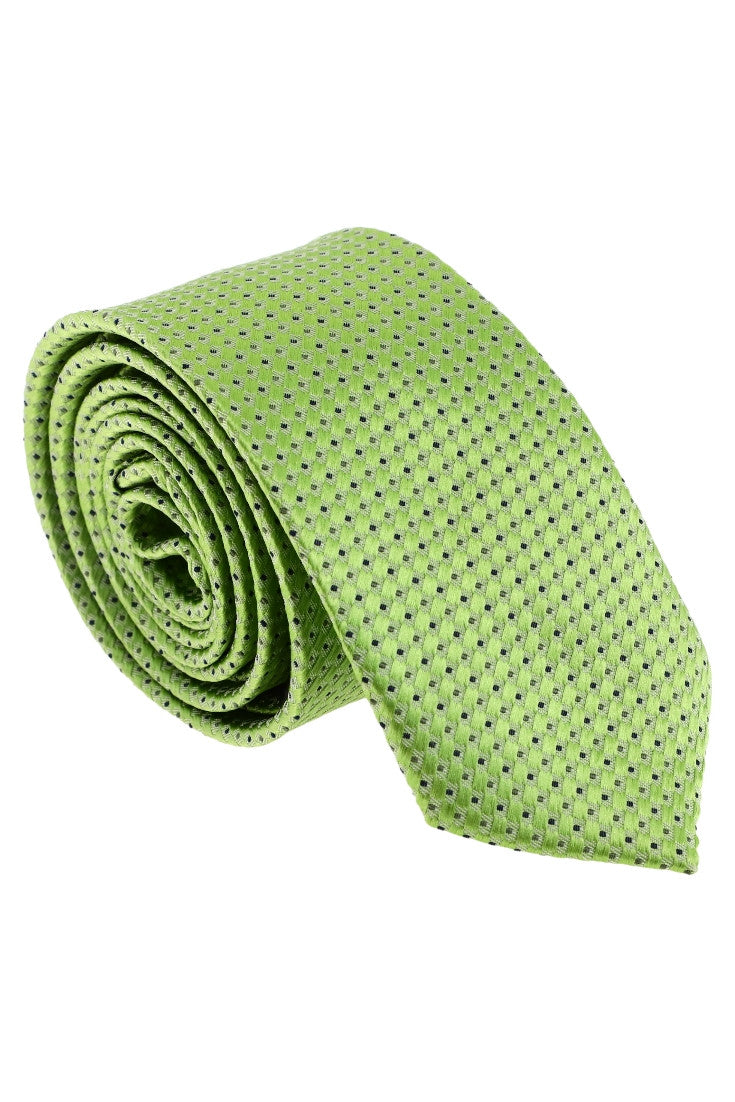 Cravata barbati, Model ingust, Aspect texturat, Puncte, NO452, 5.5 x 174 cm, Verde
