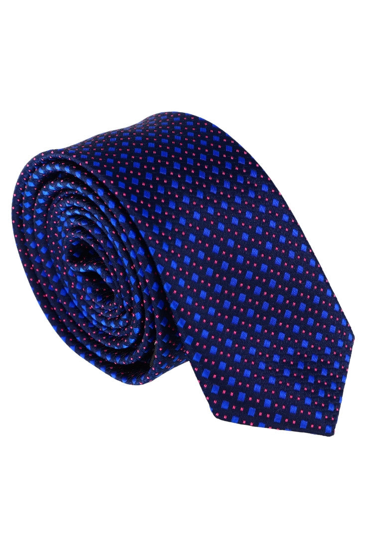 Cravata barbati, Model ingust, Aspect texturat, Romburi, NO62238, 5.5 x 174 cm, Albastru
