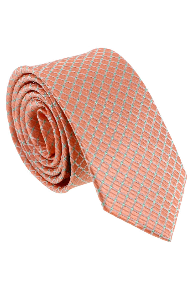 Cravata barbati, Model ingust, Aspect texturat, Romburi, NO62241, 5.5 x 174 cm, Roz