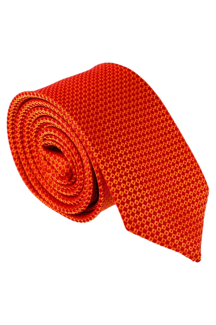 Cravata barbati, Model ingust, Aspect texturat, Romburi, NO62243, 5.5 x 174 cm, Portocaliu