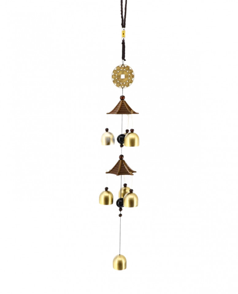 Decoratiune de agatat pentru vant, bunastare, FengShui, 45 cm, Maro