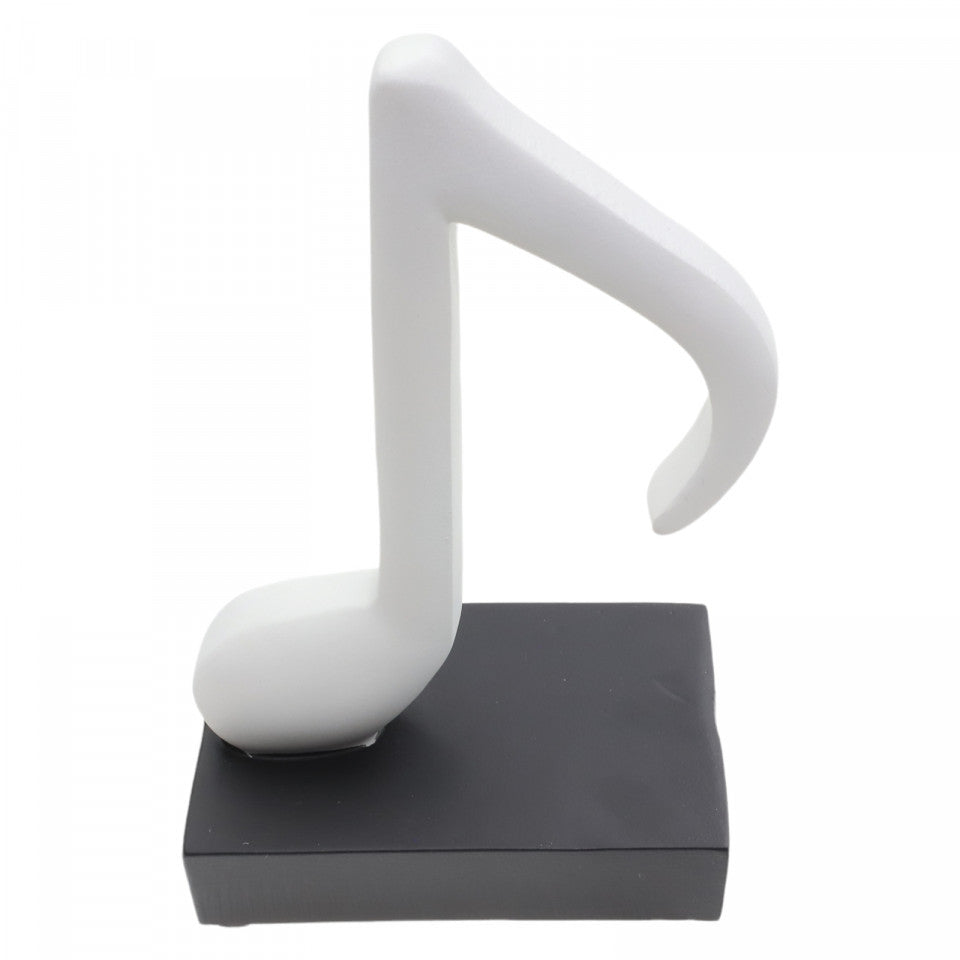 Decoratiune din rasina in forma de nota muzicala, NO523, 18 x 11 cm, Alb / Negru