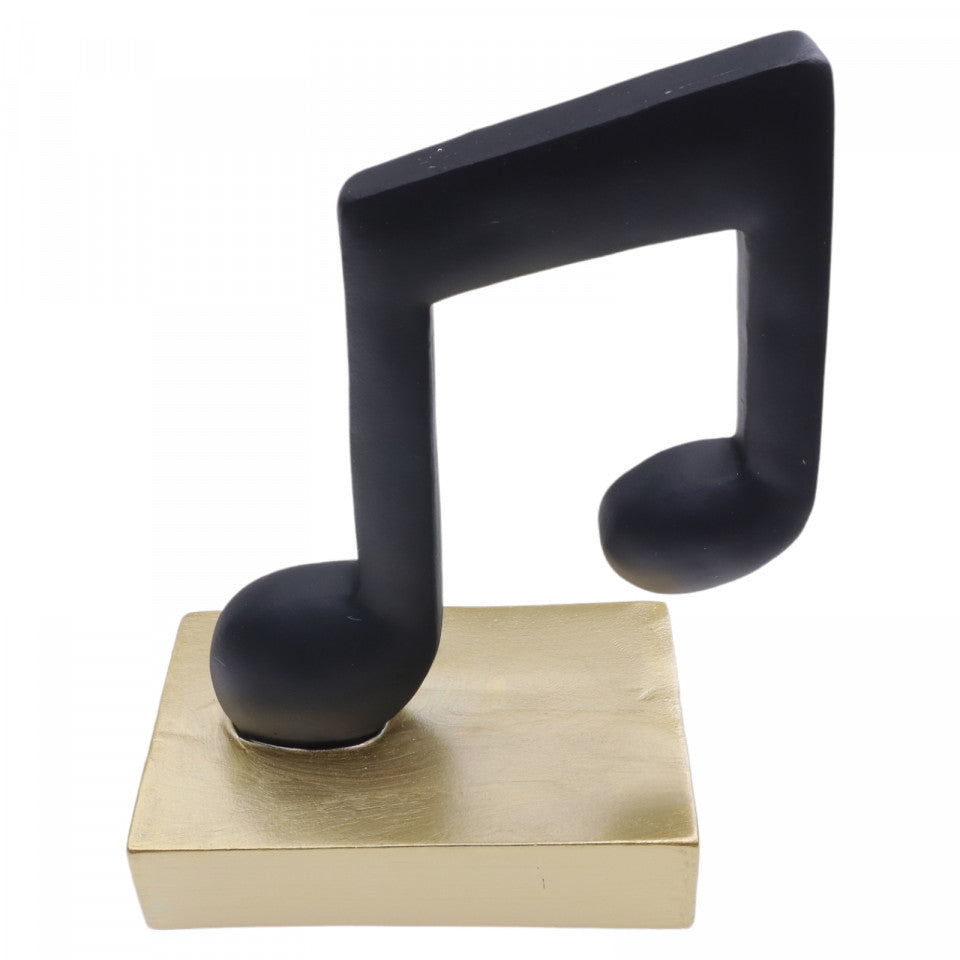 Decoratiune din rasina in forma de nota muzicala, NO524, 17 x 11 cm, Negru / Auriu