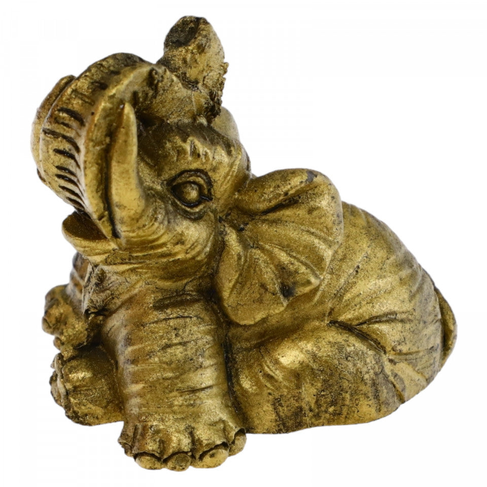 Decoratiune Feng Shui, Elefant, Bunastare, Noroc, Bani, NO544, 4 x 5 cm, Auriu