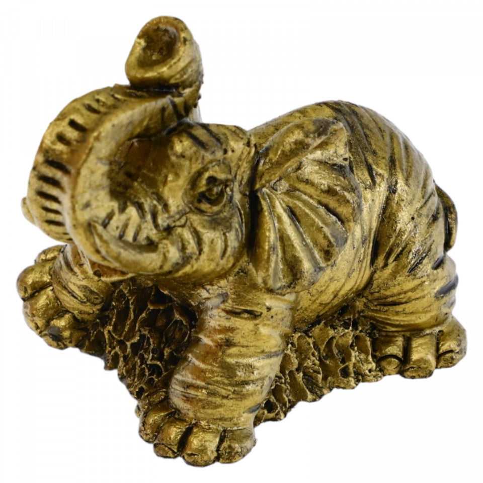 Decoratiune Feng Shui, Elefant, Bunastare, Noroc, Bani, NO547, 4 x 5 cm, Auriu