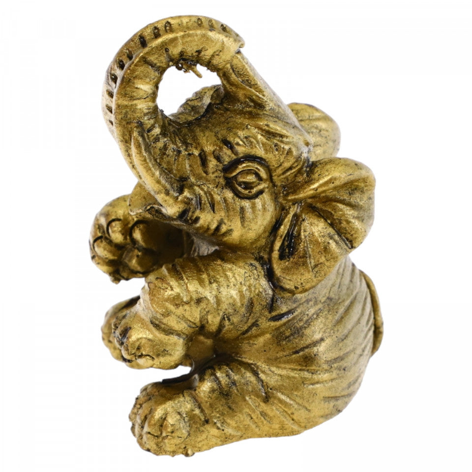 Decoratiune Feng Shui, Elefant, Bunastare, Noroc, Bani, NO548, 4 x 5 cm, Auriu
