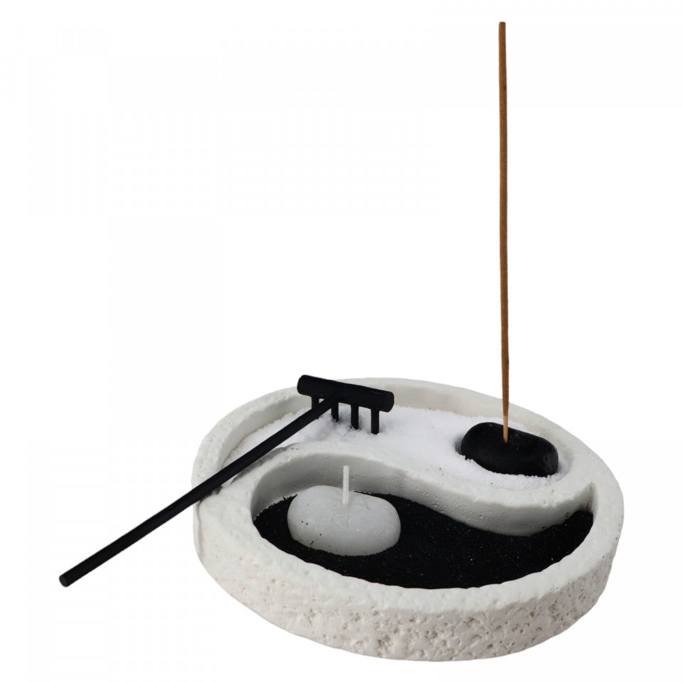 Decoratiune Feng Shui, Suport betisoare, Aromaterapie, NO48, 15 cm, Alb