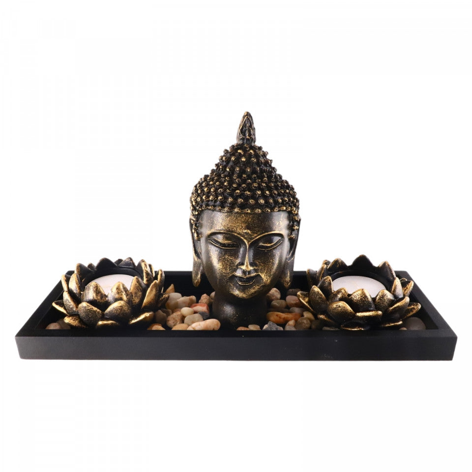 Decoratiune Feng Shui, Zen Garden, NO4253, 27.5 cm, Negru