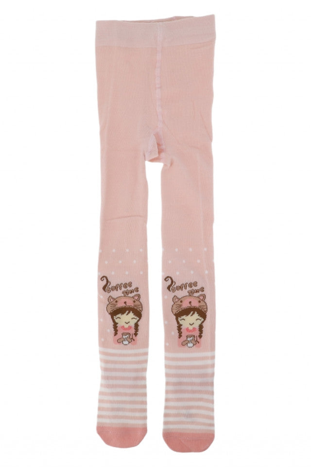 Dres pentru fetite, 80% Bumbac, imprimeu fetita, Antialunecare, NO919, 7-9 ani, Roz