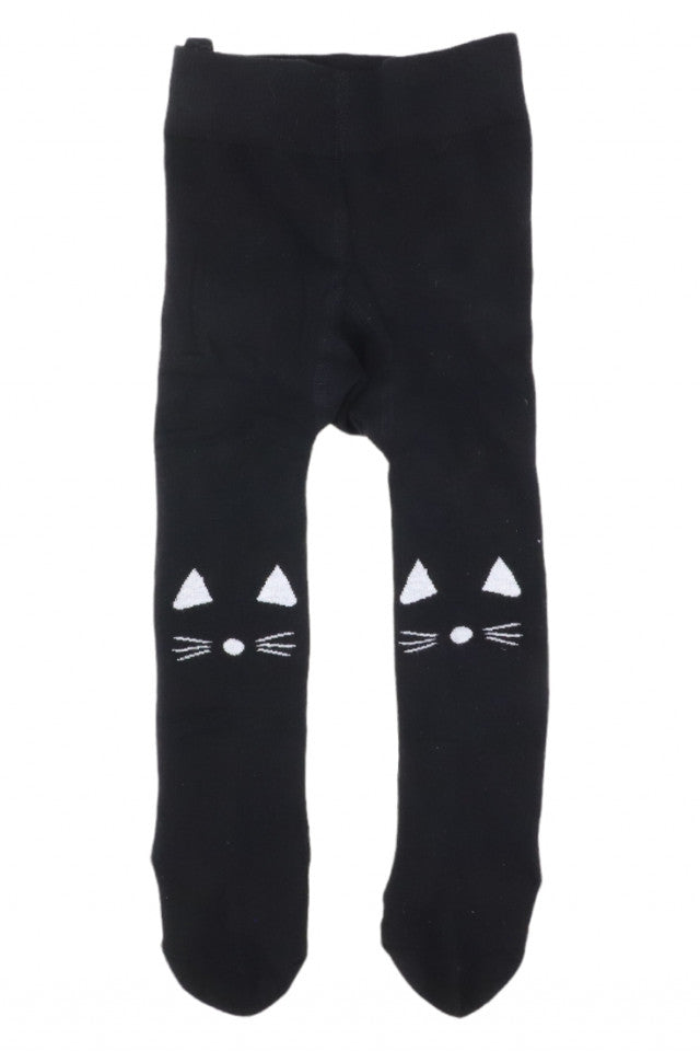 Dres pentru fetite, 90% Bumbac, Pisicuta, Antialunecare, NO254, 12-18 luni, Negru