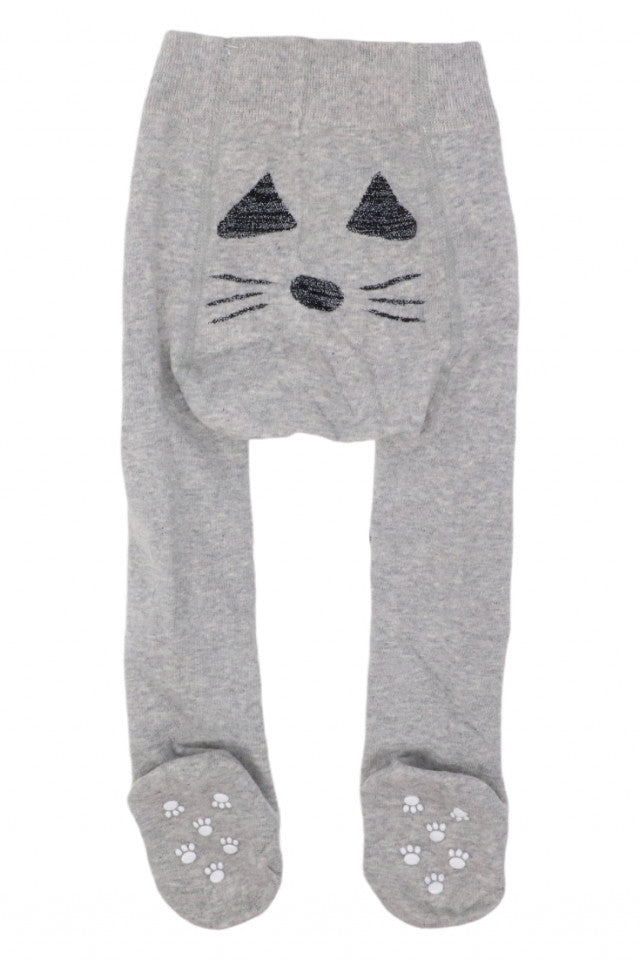 Dres pentru fetite, 90% Bumbac, Pisicuta, Antialunecare, NO254, 12-18 luni, Gri