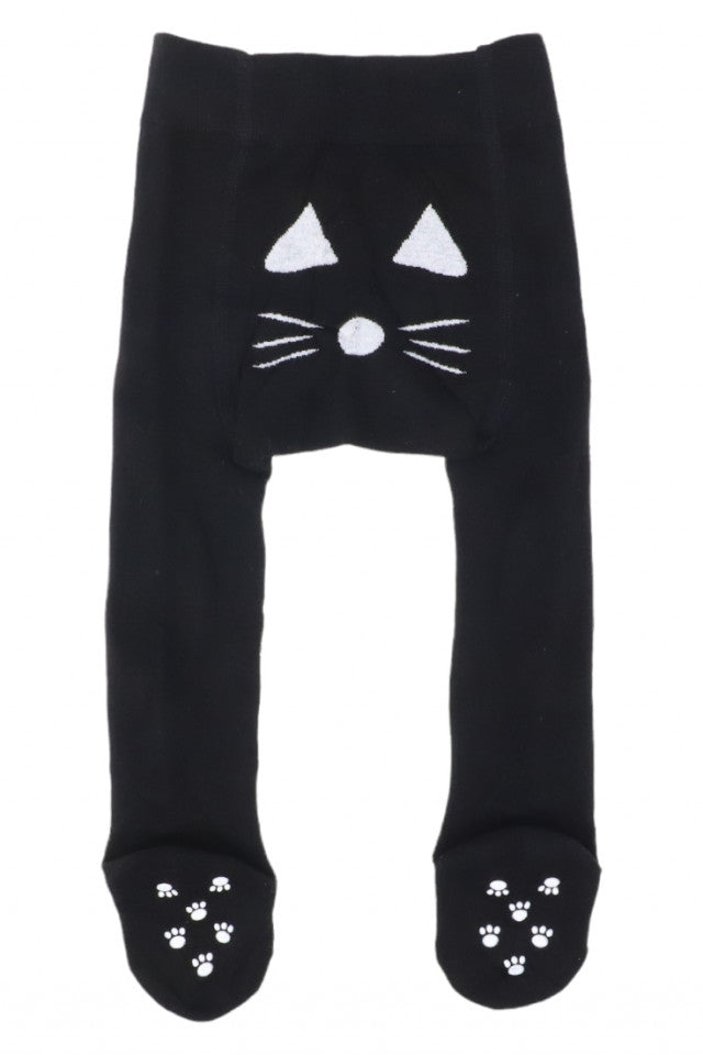 Dres pentru fetite, 90% Bumbac, Pisicuta, Antialunecare, NO254, 12-18 luni, Negru