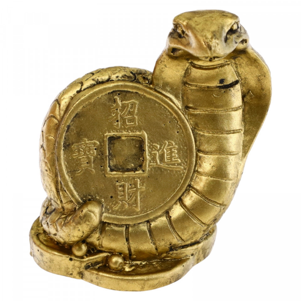 Figurina Sarpe, Bunastare, Feng Shui, Sanatate, Bani, Anul Sarpelui, NO432, 6 x 4 cm, Auriu