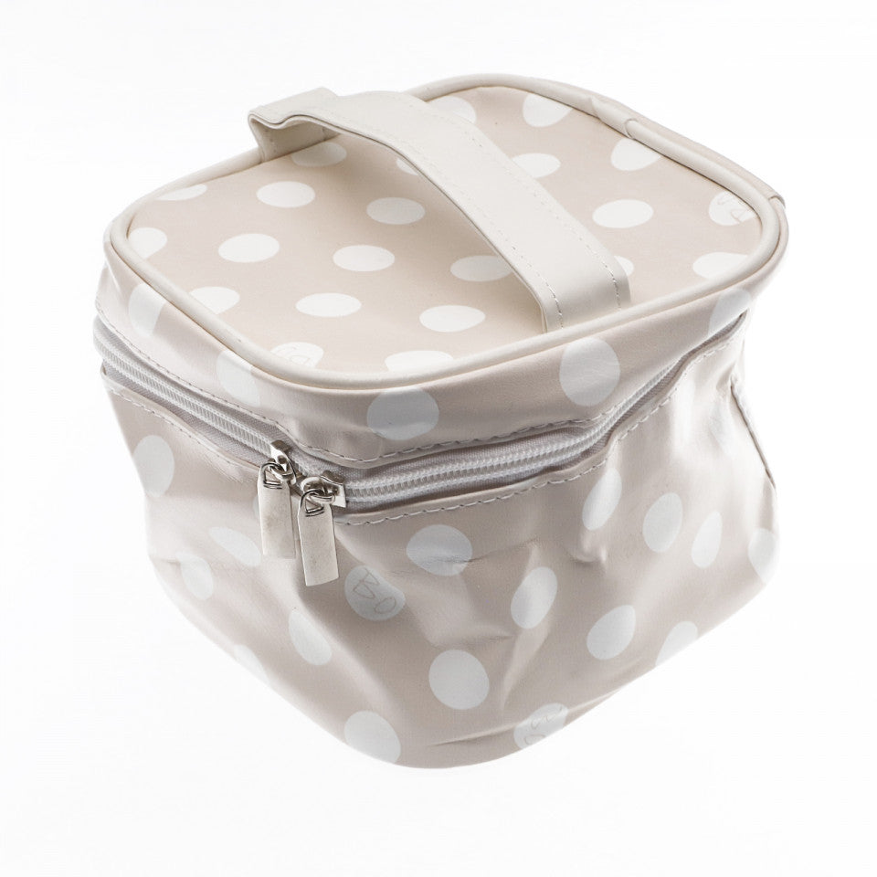 Geanta Portfard, cu buline, 14 x 14 x 13 cm, Bej deschis