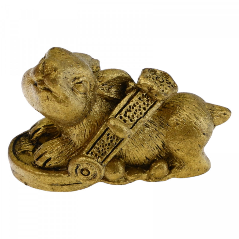 Iepure pe monede cu RU YI, Protectie, Succes, Dragoste, Casatorie, remediu Feng Shui, NO2526, 3.3 x 5 cm, Auriu