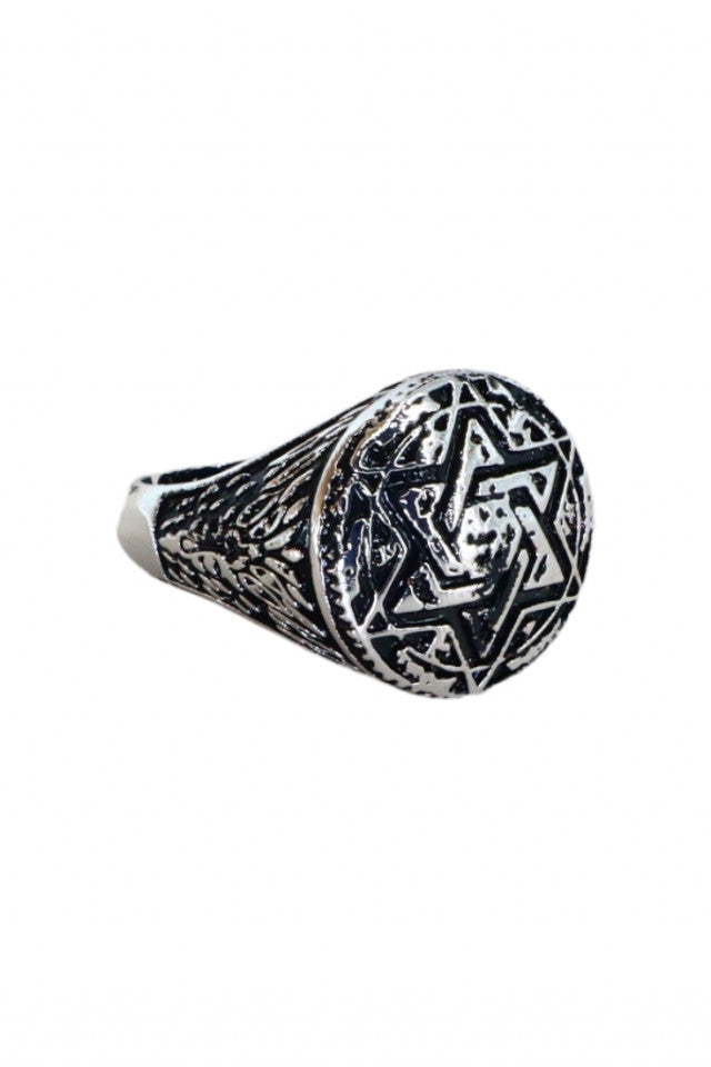 Inel otel inoxidabil, NO639, Pentagram, Marimea 57, Argintiu