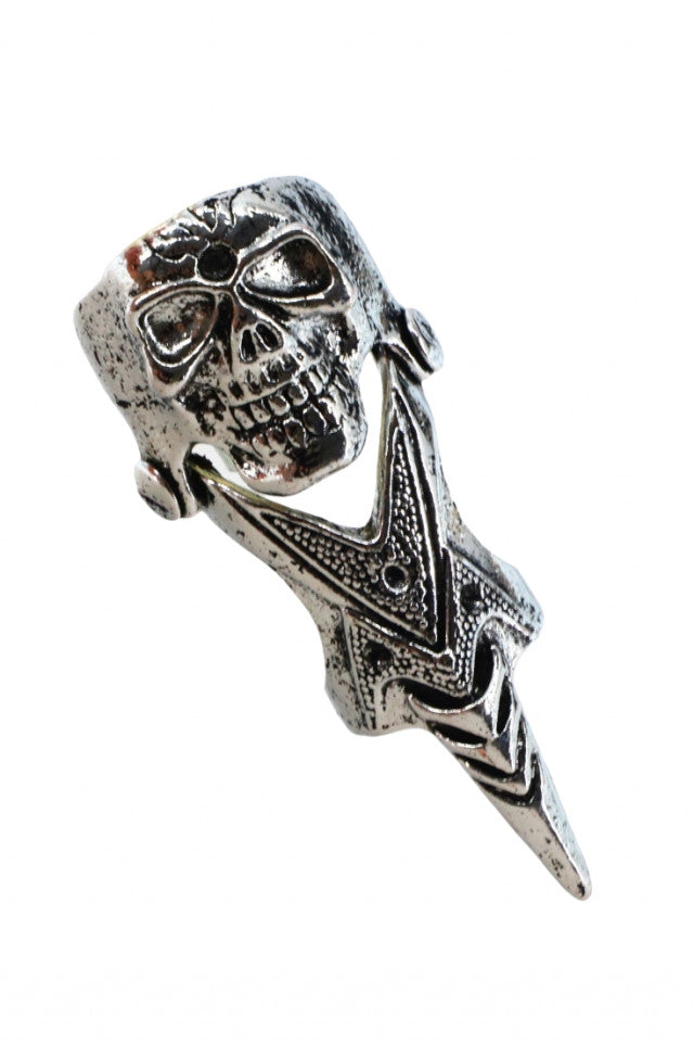 Inel otel inoxidabil, NO650, Craniu, Marimea 61, Argintiu