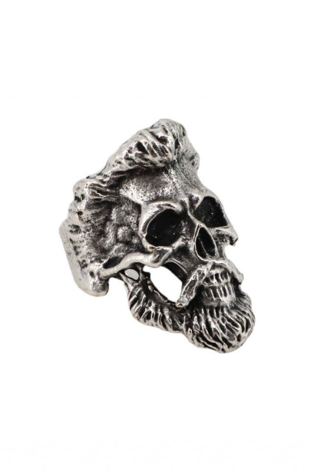 Inel otel inoxidabil, NO672, Craniu, Marime ajustabila, Argintiu