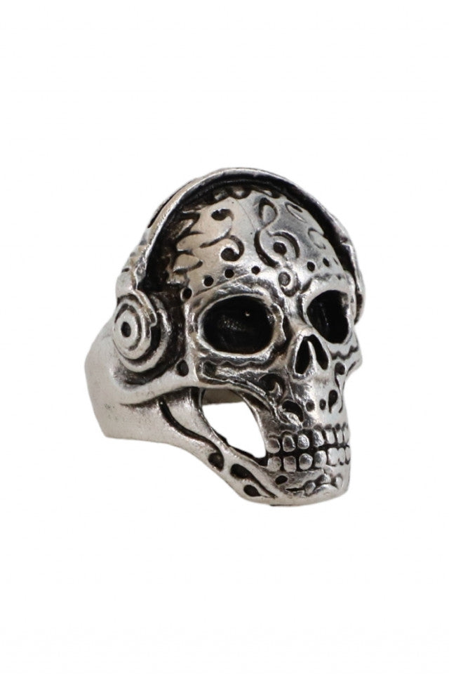 Inel otel inoxidabil, NO673, Craniu, Marime ajustabila, Argintiu