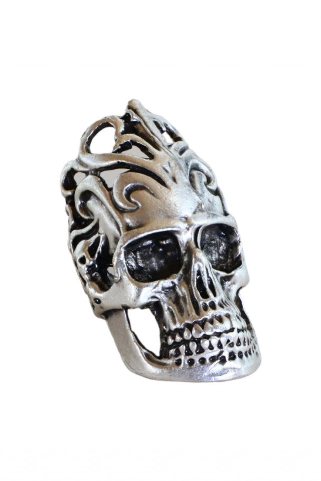 Inel otel inoxidabil, NO681, Craniu, Marime ajustabila, Argintiu