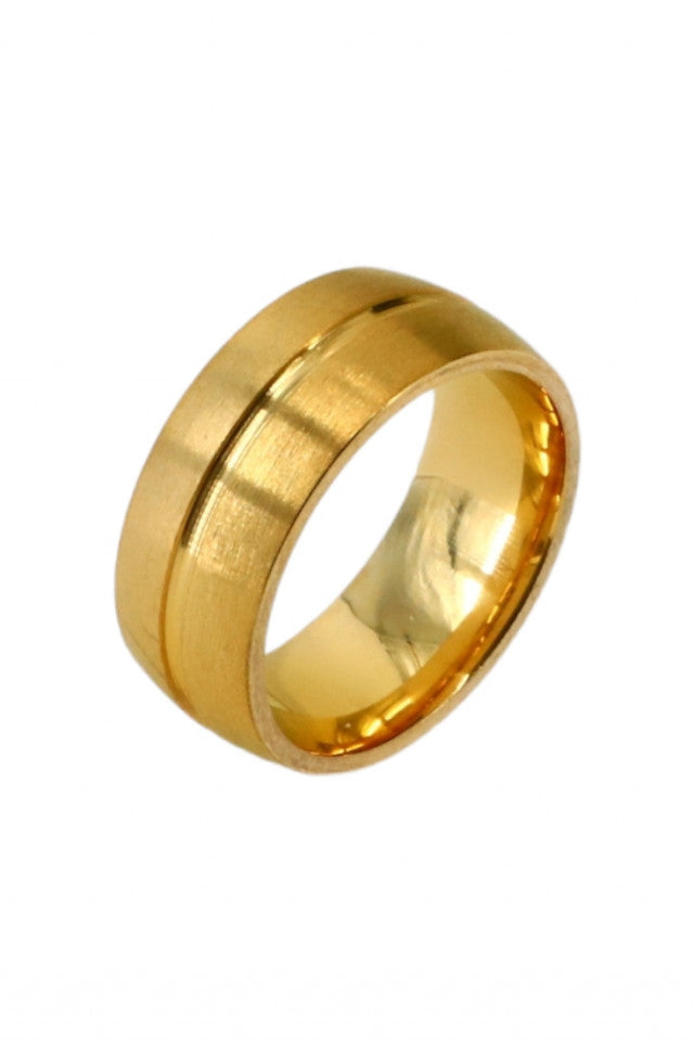 Inel otel inoxidabil, NO738, Marimea 67, Auriu