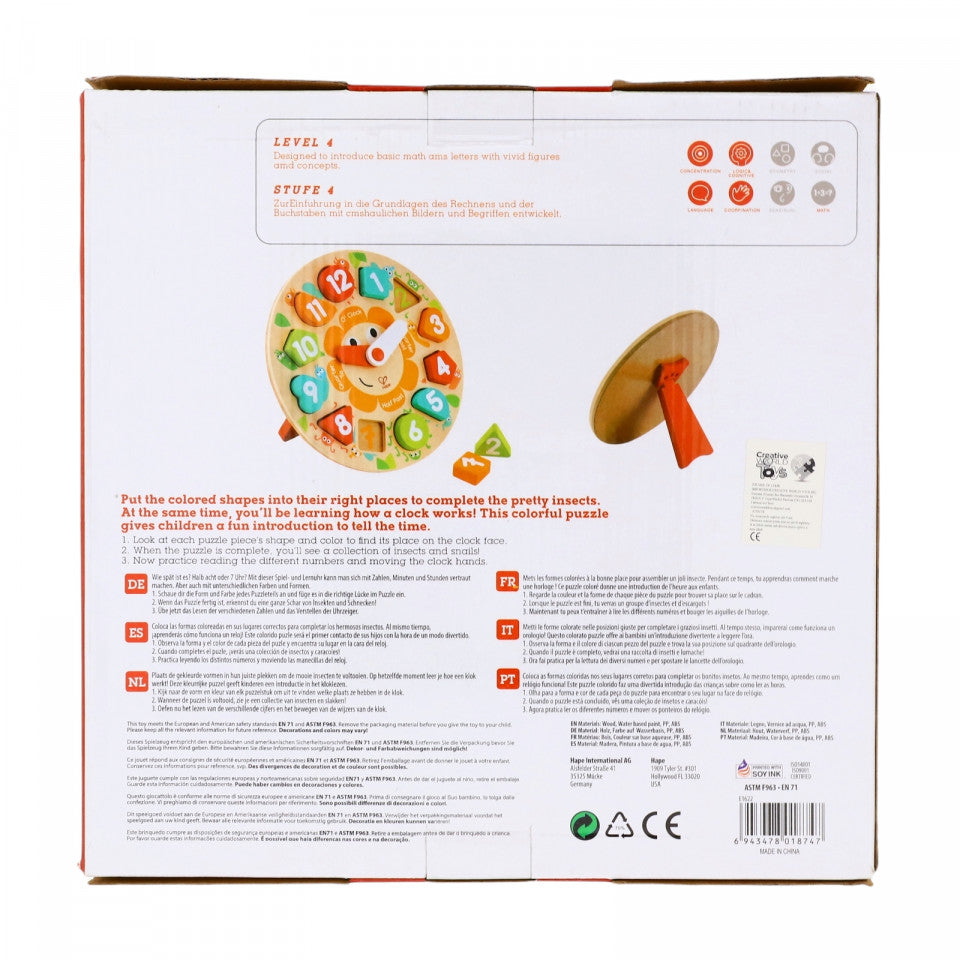 Joc de lemn, Ceas interactiv, stativ, 24 cm