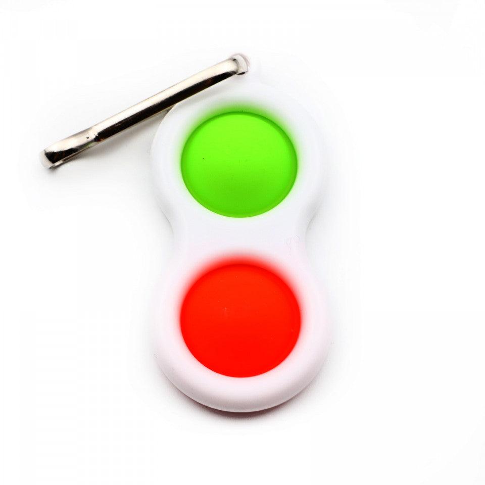 Jucarie antistres, Pop it, tip breloc, Portocaliu / Verde, 8 cm