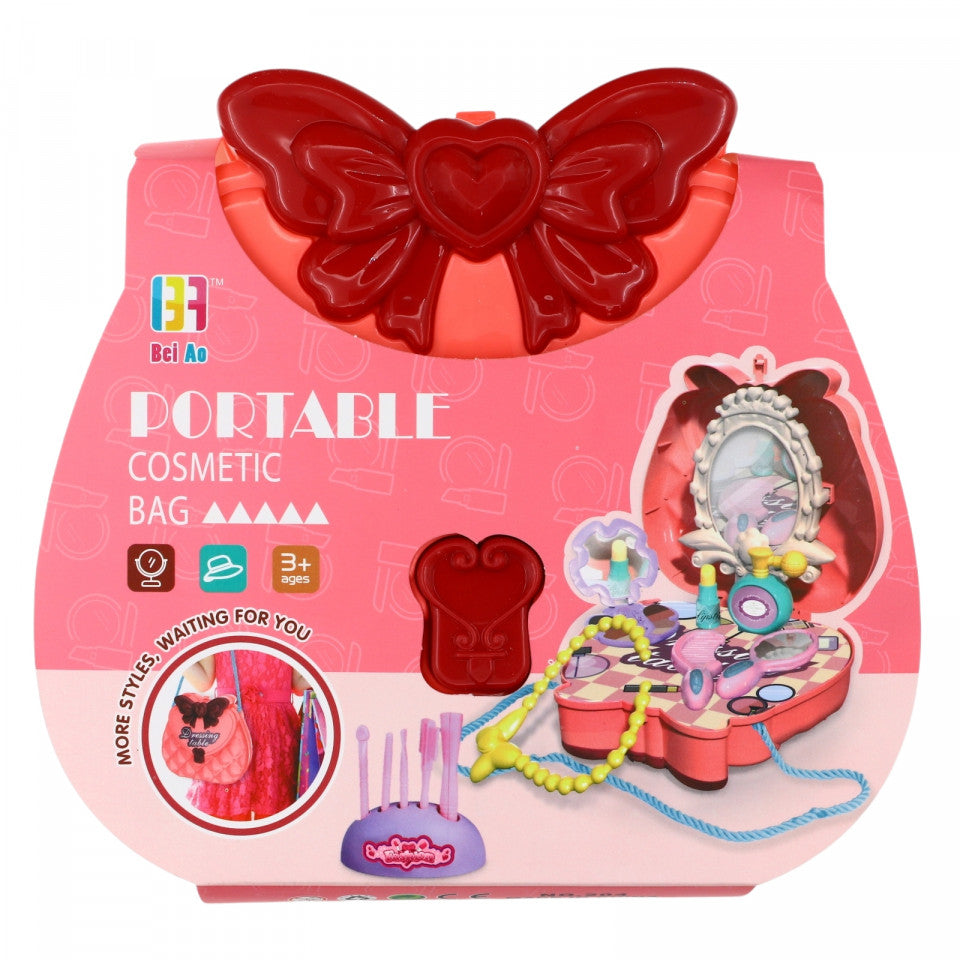 Jucarie de rol, interactiva, Poseta cu cosmetice, Beauty, pentru copii, 18 piese, Roz