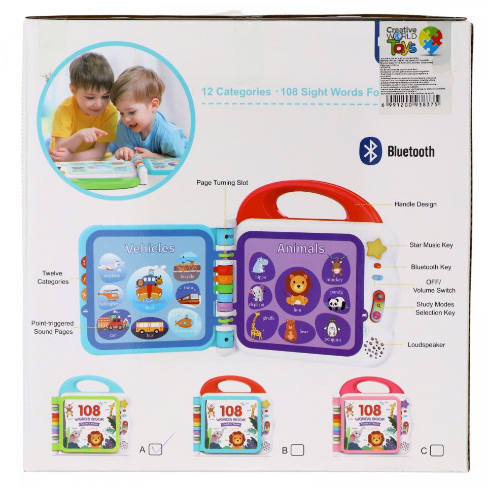 Jucarie interactiva pentru invatat engleza, Words Book, Bluetooth, 12 categorii de cuvinte
