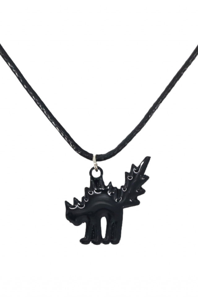 Lantisor cu pandantiv, Pisica speriata, NO1069, 50 cm, Negru