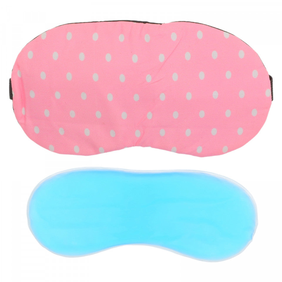 Masca pentru dormit, cu gel detasabil, reglabila, NO077, 18 x 9 cm, Roz