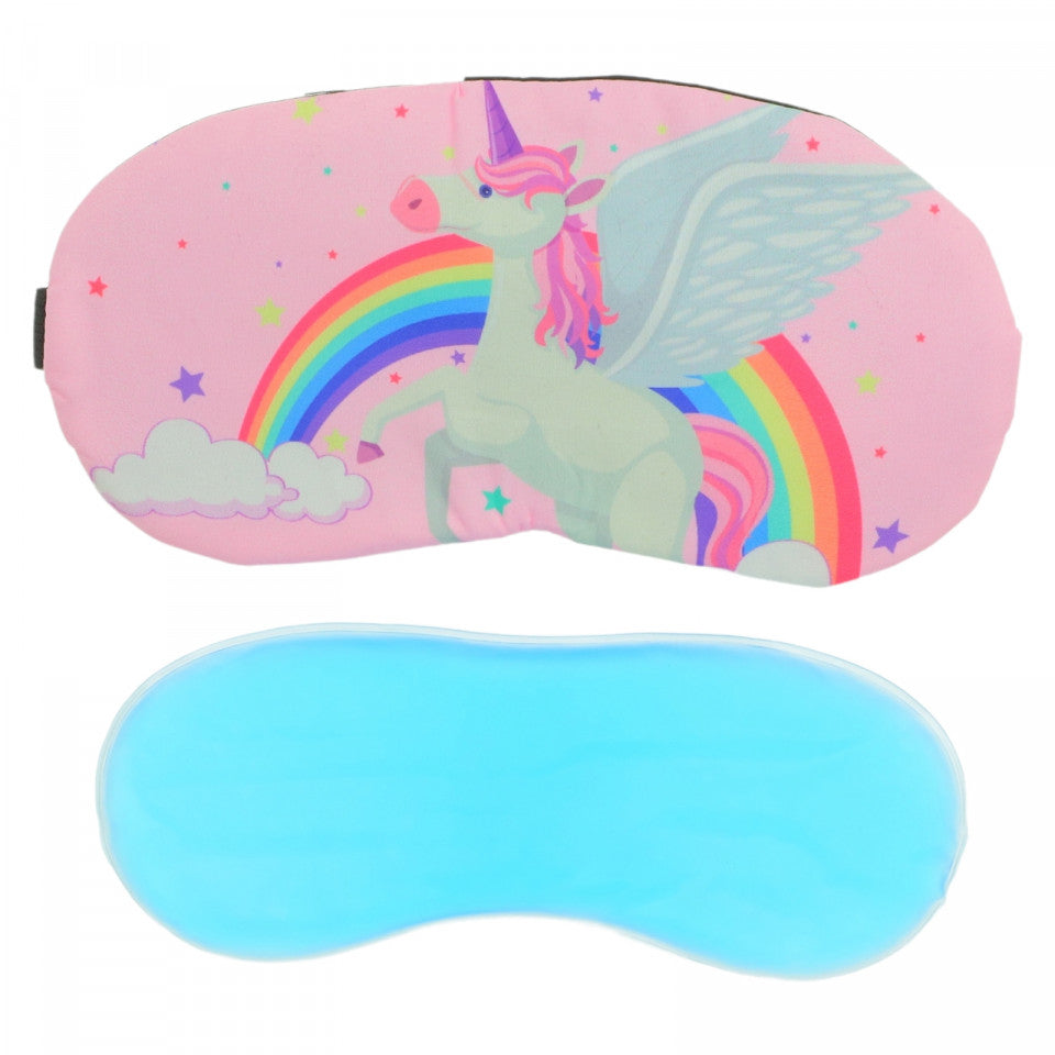 Masca pentru dormit, cu gel detasabil, reglabila, Unicorn NO437, 18.5 x 9.5 cm, Roz deschis