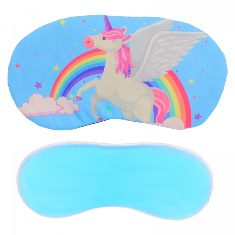 Masca pentru dormit, cu gel detasabil, reglabila, Unicorn NO776, 18.5 x 9.5 cm, Bleu