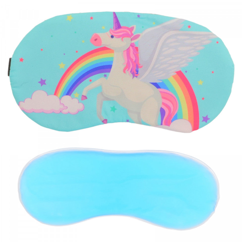 Masca pentru dormit, cu gel detasabil, reglabila, Unicorn NO955, 18.5 x 9.5 cm, Verde