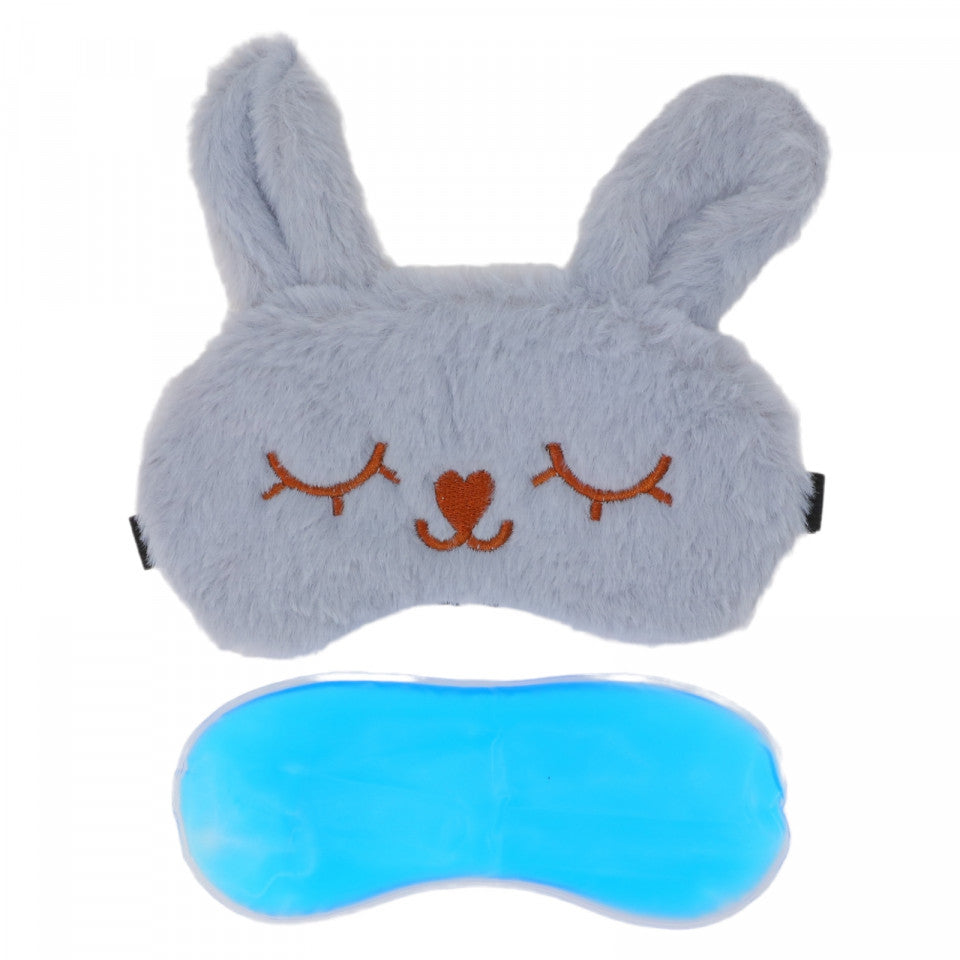 Masca pentru dormit, gel detasabil, reglabila, NO108, 20 x 9,5 cm, Gri