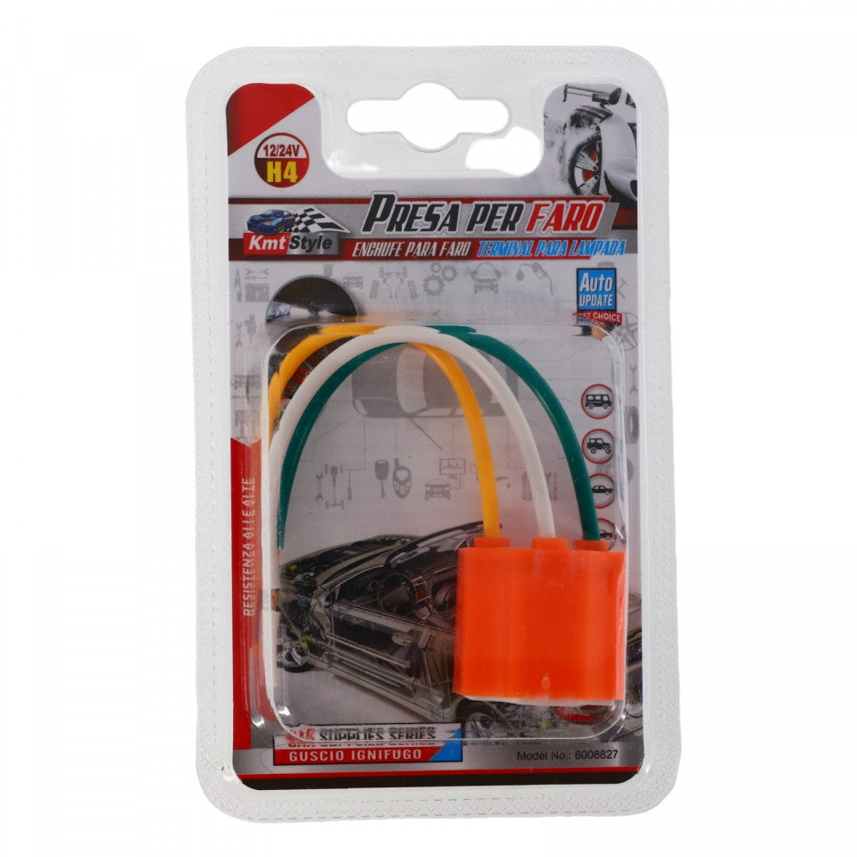 Mufa bec auto pentru soclu H4 L, cu cablu, NO424, Portocaliu