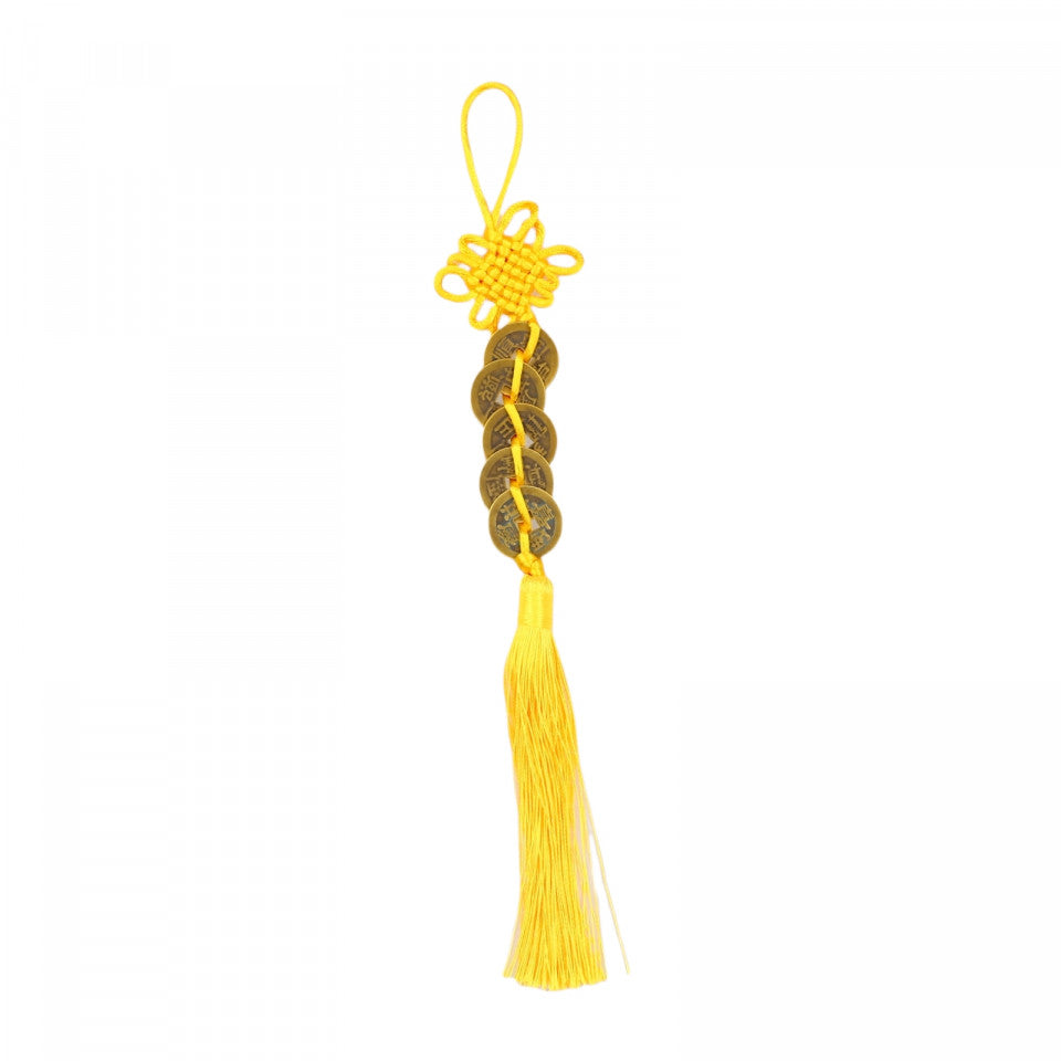 Nod chinezesc feng feng shui pentru noroc si bani, Galben, 28 cm