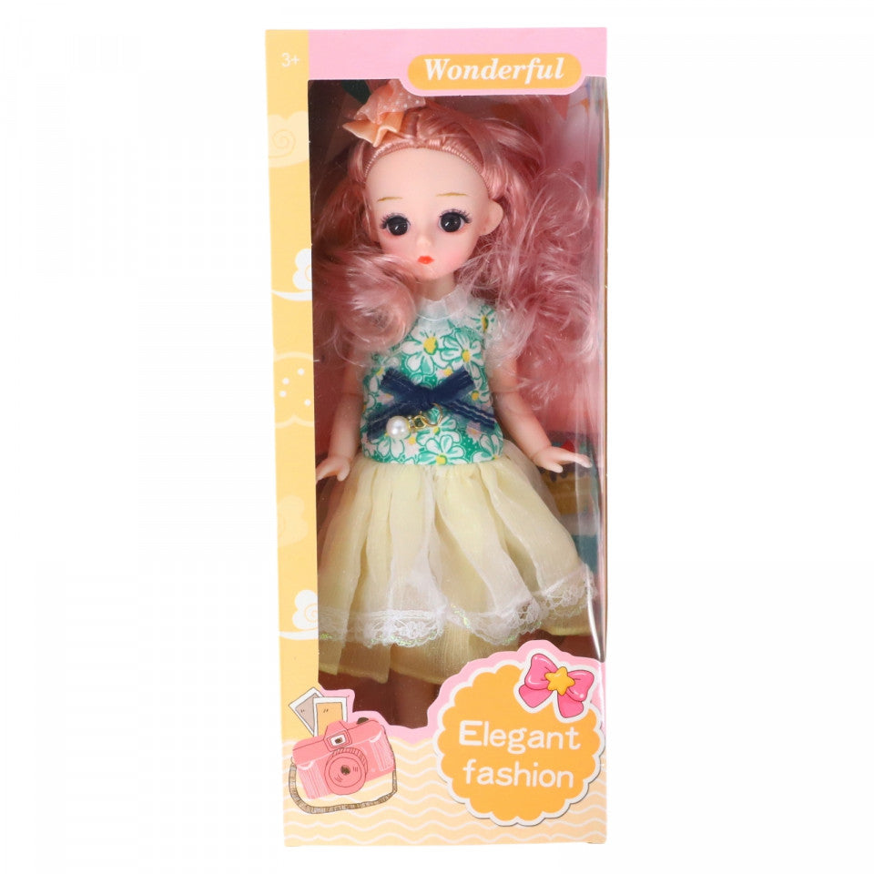 Papusa Iris, ochi reali, articulatii mobile, 29 cm, Multicolor