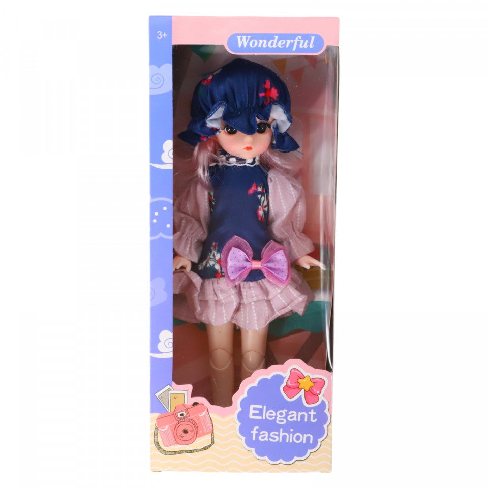 Papusa Sanzaiana, ochi reali, articulatii mobile, 29 cm, Multicolor