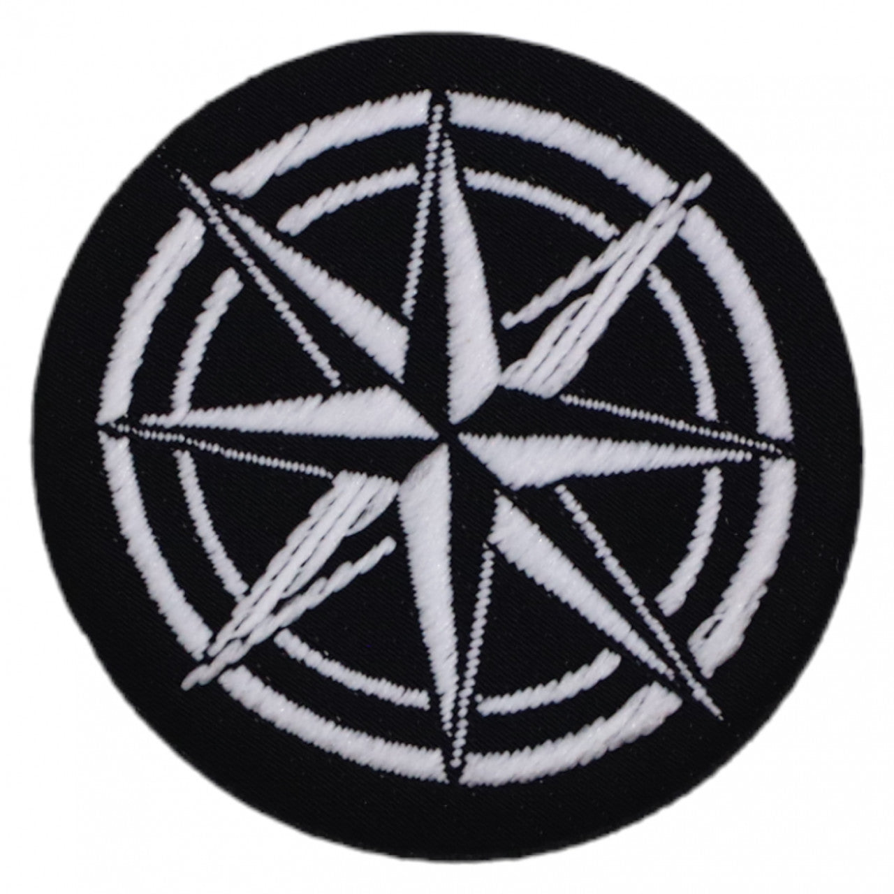 Petic textil, Patch brodat, North Star, NO576, 4 cm, Alb / Negru