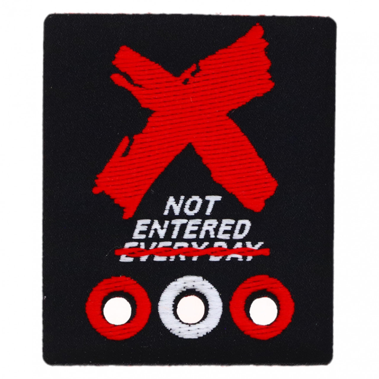 Petic textil, Patch brodat, X Not entered every day, NO937, 4.7 x 5.5 cm, Rosu