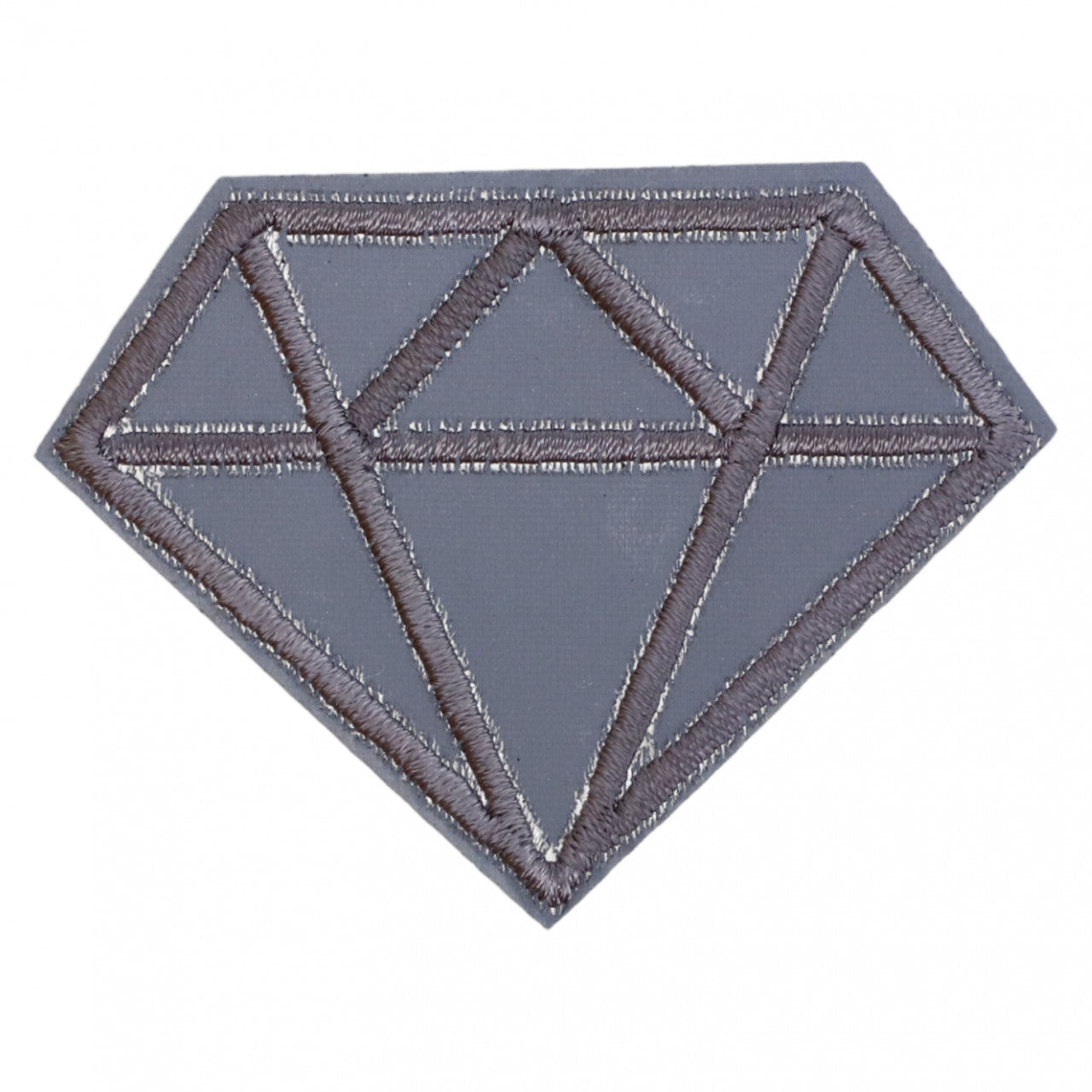 Petic textil, Patch textil brodat, Diamant, NO718, 4.6 x 6.3 cm, Gri